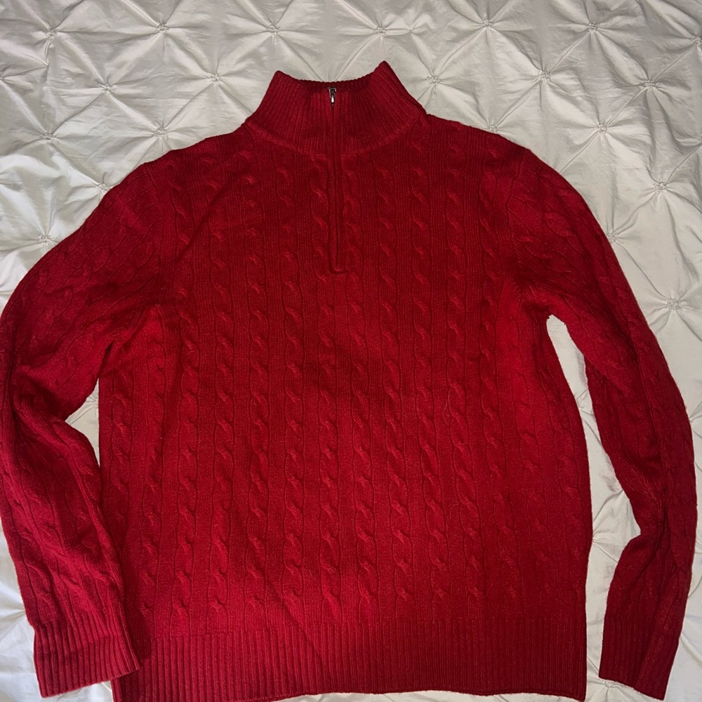 🚫SOLD🚫J Crew Men's Zip Up Sweater in Bold Red